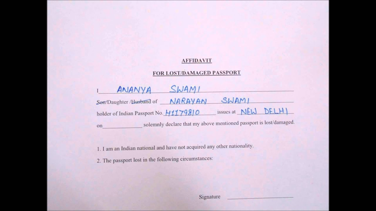 Affidavit Lost Damaged Passport YouTube Affidavit Lost Damaged Passport YouTube