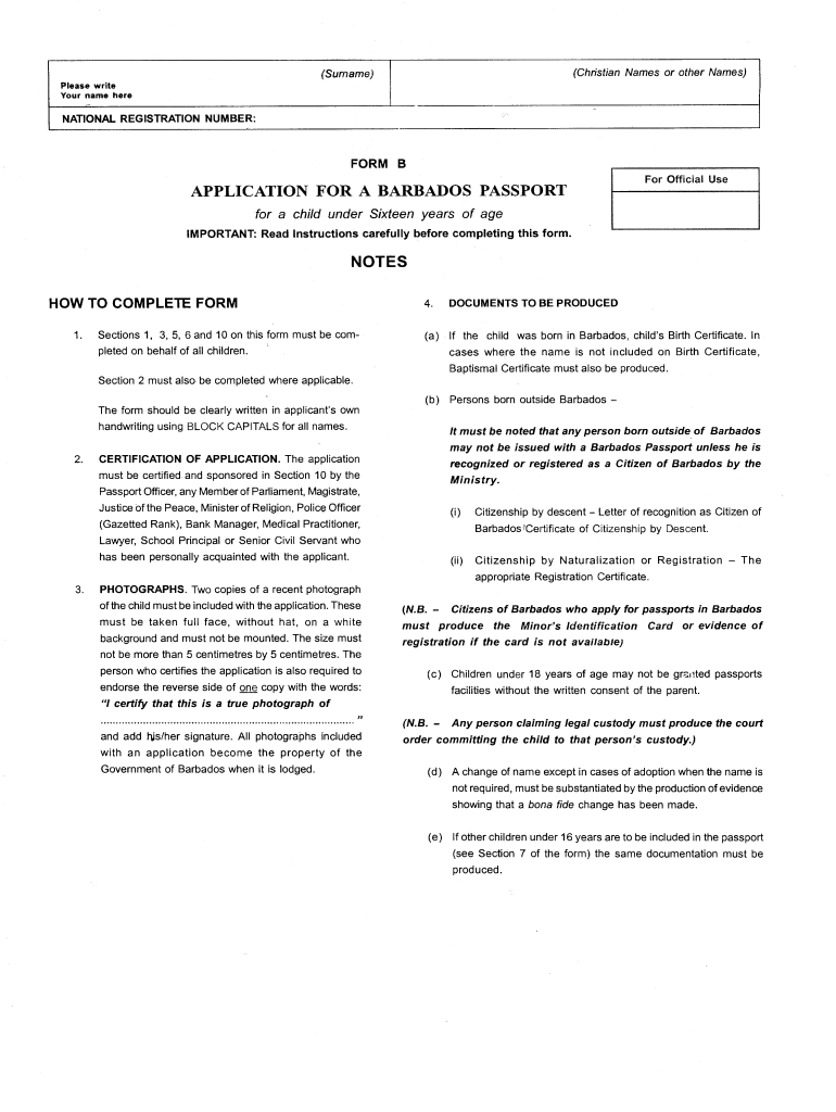 Barbados Immigration Forms Fill Online Printable Fillable Blank 