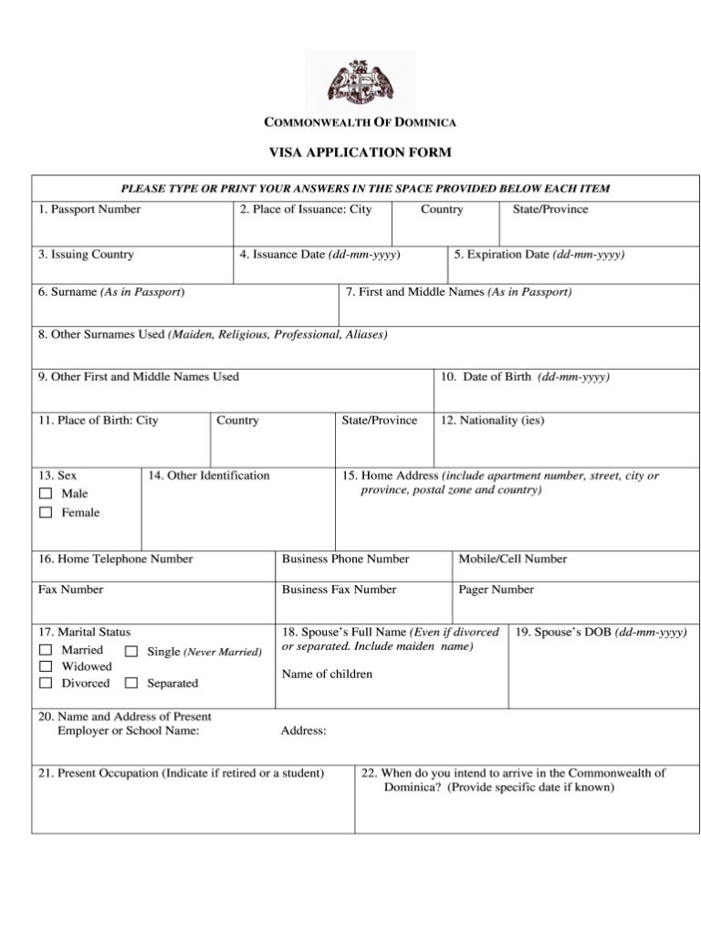 Commonwealth Dominica Passport Application Form PassportForm