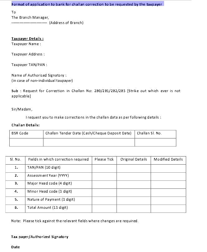 How To Correct Challan 280