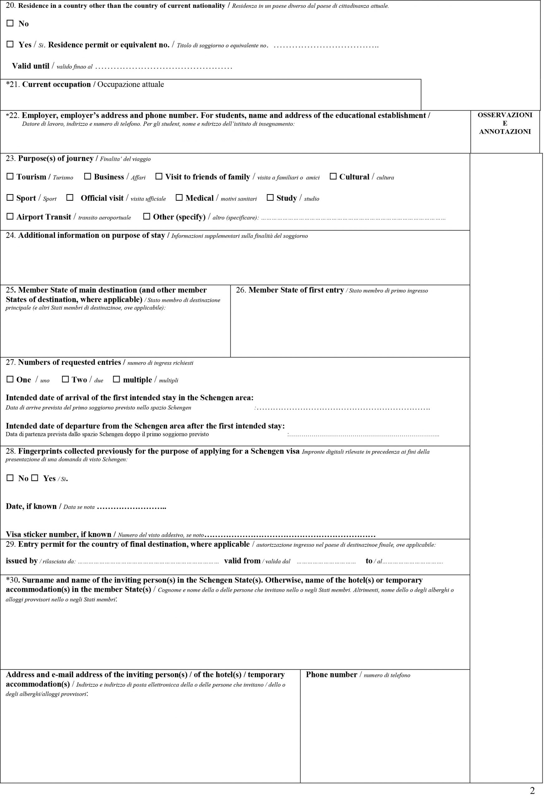 Italy Visa Application Form For Bangladeshi Work Agriculture Visa