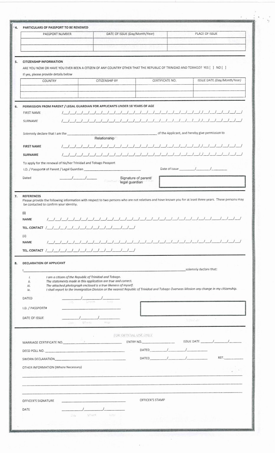 Trinidad And Tobago Immigration Passport Renewal Forms PassportForm trinidad-and-tobago-immigration-passport-renewal-forms-passportform