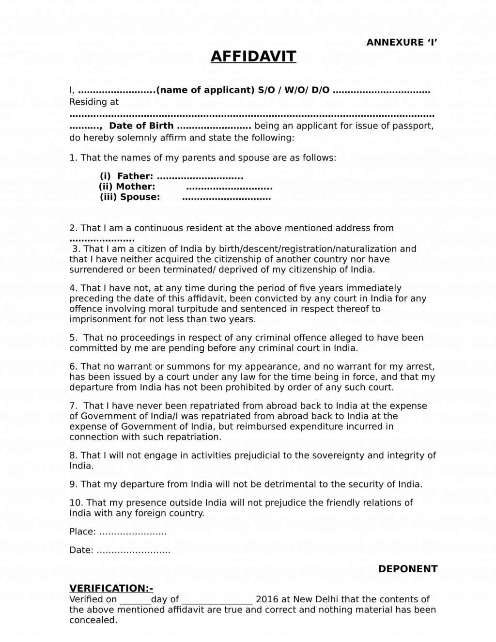 Passport Annexure I Get Affidavit Online EDrafter In Passport Annexure I Get Affidavit Online EDrafter in